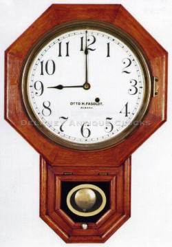 Seth Thomas 12 Inch Drop Octagon. A School Clock retailed by Otto H. Fasoldt in Albany, New York.