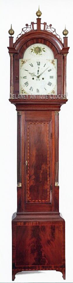 A Fine Federal Tall Case Clock. The works are attributed to the Hanover, Massachusetts, clockmaker John Bailey II, and the cabinetmaker Abiel White of Weymouth. Circa 1815-20. 217073.