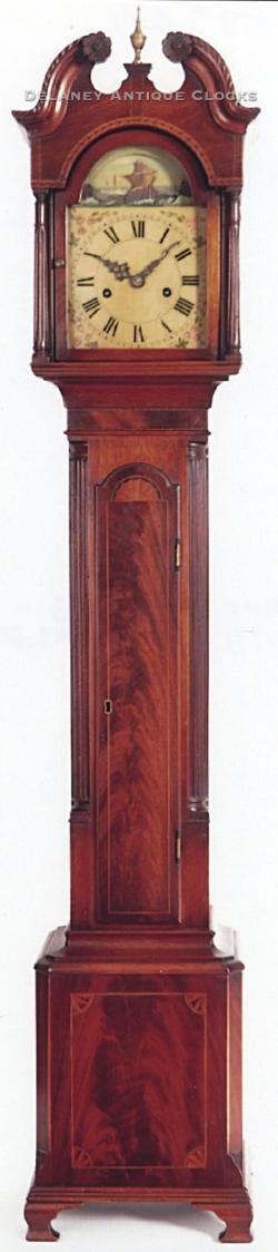 Grandmother tall clock. Rocking ship automated dial. Only 59 inches tall. 215032.