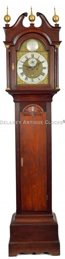 William Crawford of Oakham, Massachusetts. This is a diminutive sized tall case clock. RR-59.