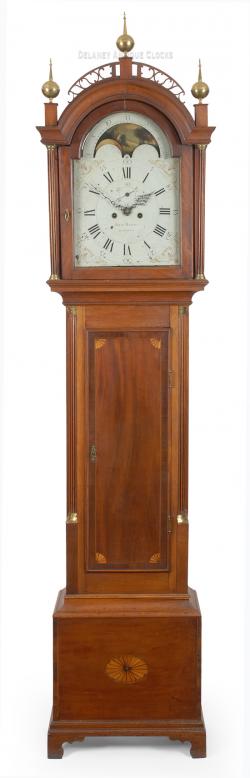 A Rare Federal Mahogany and Inlaid Tall Case Clock By John Bailey II, Hanover, Massachusetts, Circa 1804. The clock case attributed to Abiel White. XXSL-38.