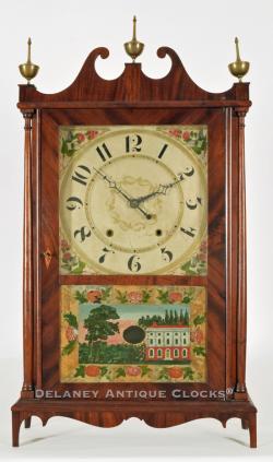 Wadsworths, Lounsbury & Turners. Litchfield, Connecticut clockmakers. A pillar and Scroll shelf clock. 218070.