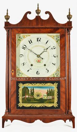 Wadsworths & Turners. Litchfield, Connecticut clockmakers. A pillar & scroll shelf clock. 218134.