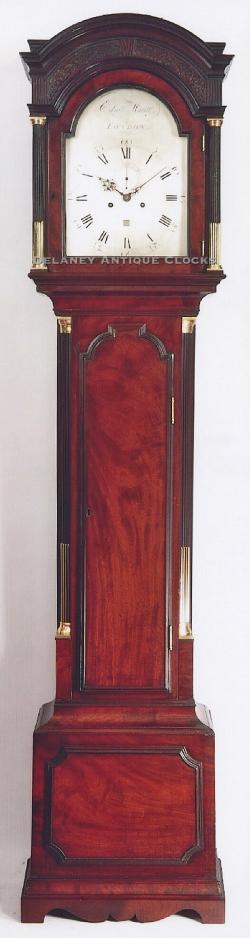 A fine mahogany case tall clock with break arch bonnet and brass dial signed Edwd Maud, London. 213127.