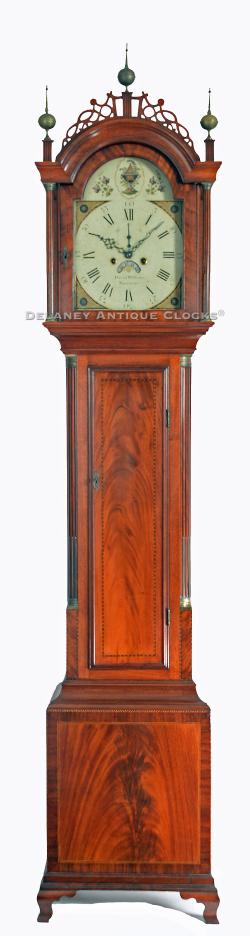 David Williams of Newport, Rhode Island. An exceptional inlaid mahogany tall case clock. 217049.