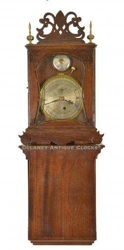 A reproduction of Simon Willard's Grafton Wall Timepiece. This example is a good copy of the original form. Adolf Amend Jr of Sherman, Connecticut, made this reproduction. This clock is numbered 24 of the 53 he made. 223023.