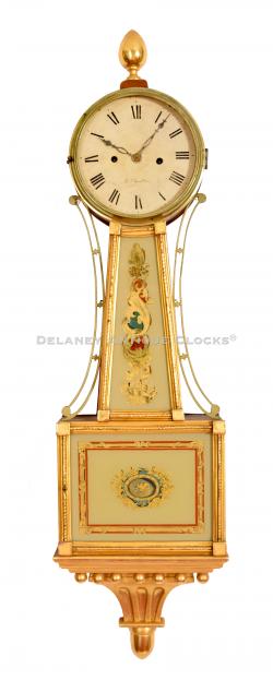 A full striking banjo clock made by Timothy Chandler of Concord, New Hampshire. 223057.