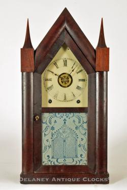 Turner’s Patent 8-day alarm. Sharp Gothic or Steeple Clock. Chauncey Jerome of New Haven, Connecticut. 218092.