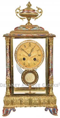 An unusual French Crystal Regulator inlaid with champleve. CCC-75.
