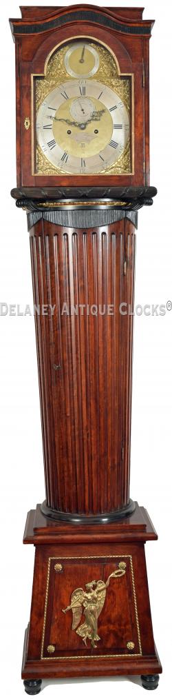 John Taylor London. An architectural style London Tall Clock in mahogany with gilt decorations. VV-132.