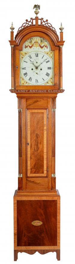 Ezra Kelley of Dartmouth, Massachusetts. An outstanding inlaid mahogany case tall clock. 223076.