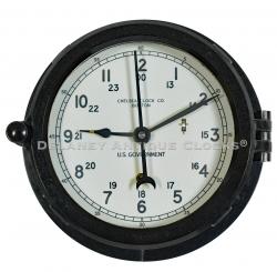 Chelsea Clock Co., Boston, Mass. A Type B Model 12E Deck/Engine Room Clock in a black resin case. 223101.