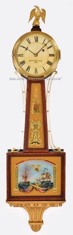 A Waltham wall timepiece or banjo clock retailed by the Boston Retail firm of SHREVE, CRUMP & LOW CO. 219104.