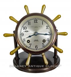 The Vanderbuilt. A 3.75 Chelsea Ships Bell. Chelsea, Massachusetts. This nautically themed Desk Clock was retailed by the Boston jeweler Shreve, Crump & Low Co. 223096.