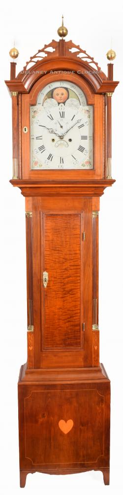 This inlaid case tall clock was made in New Hampshire circa 1810. 218126.