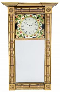 Samuel Abbott, Boston, Massachusetts. A gilded framed mirror clock. 221169.