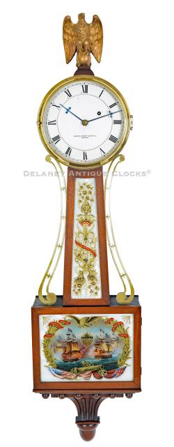 Walter Durfee of Providence, Rhode Island. Wall Time Piece or Banjo Clock. Retailed by Shreve, Crump & Low Co., in Boston. Artist – D. J. Steele. 224070.