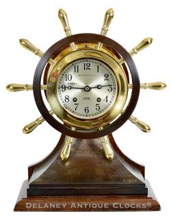 The 'Mariner' Yacht Wheel Ship's Bell Clock, a testament to the exquisite craftsmanship of the Chelsea Clock Company, Chelsea, Massachusetts. 224043.