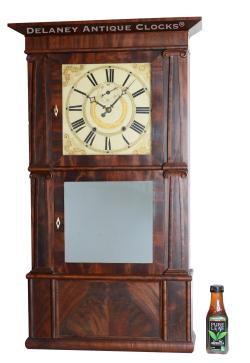 Rodney Brace of North Bridgewater, MA. A triple-decker shelf clock with a wooden geared eight-day movement. 221075.