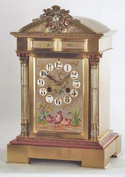 A French origin mantel clock. Brass case. 